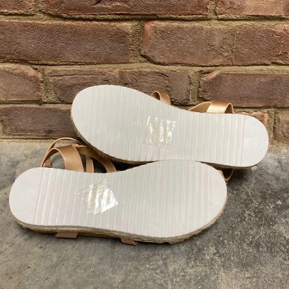 Jessica Carlyle Rose Gold Espadrille Platform Sandal Size 8 NWOT